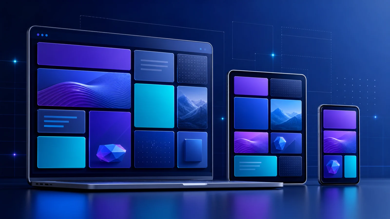Responsive interface panels arranged with a flexible CSS grid