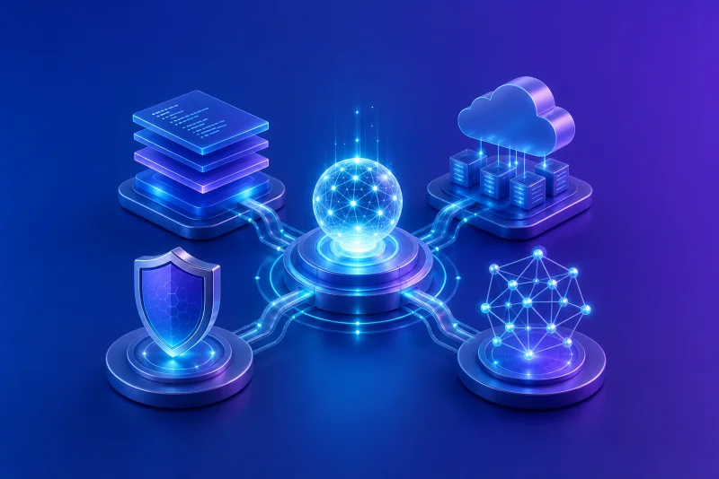 Connected technology learning ecosystem for development, cloud, security, and artificial intelligence