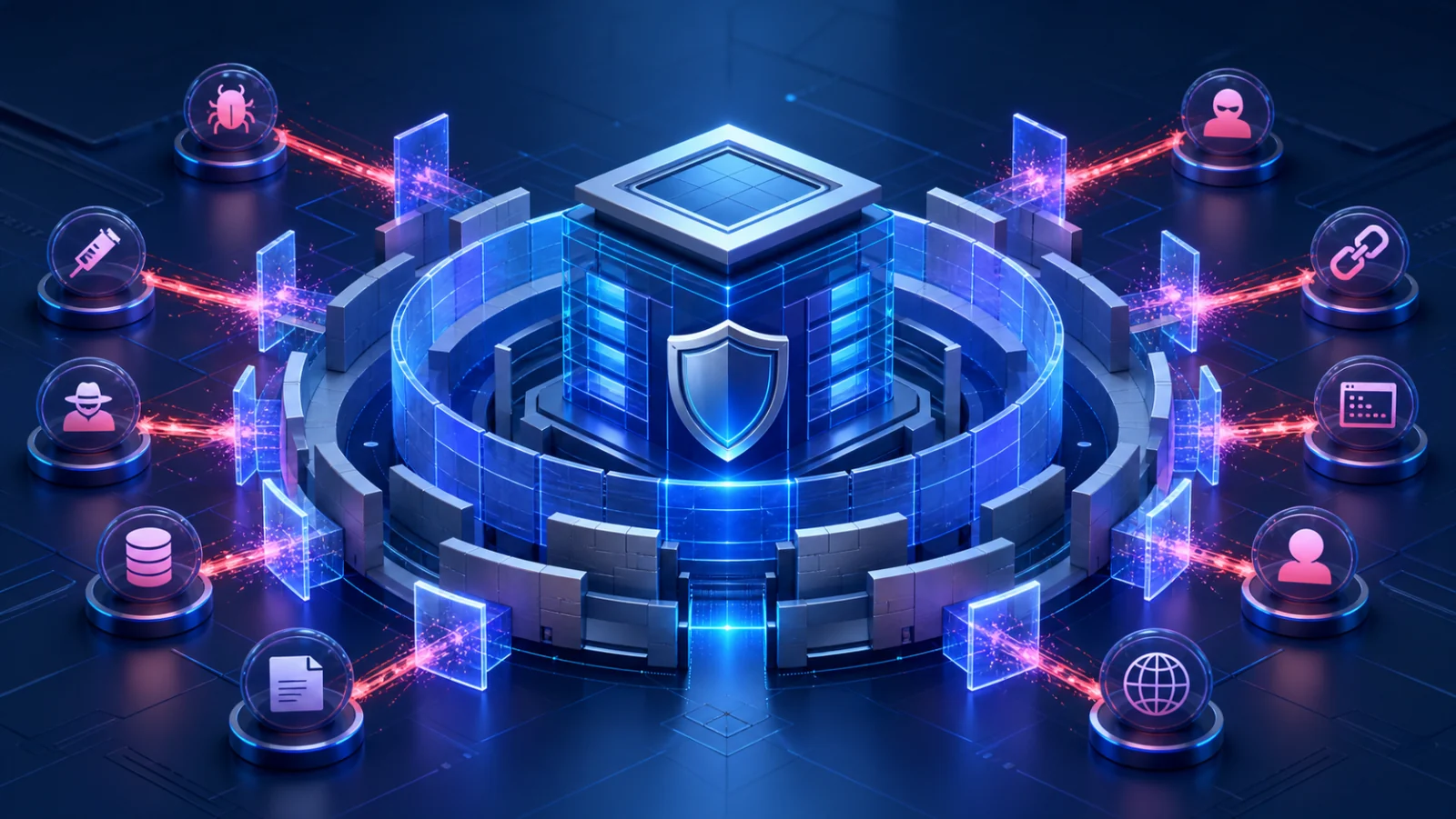 Web application protected from multiple common security threat vectors